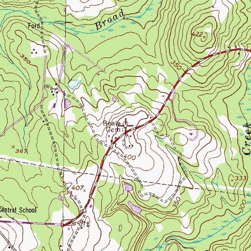 Topographic Map of Beale Cemetery, GA