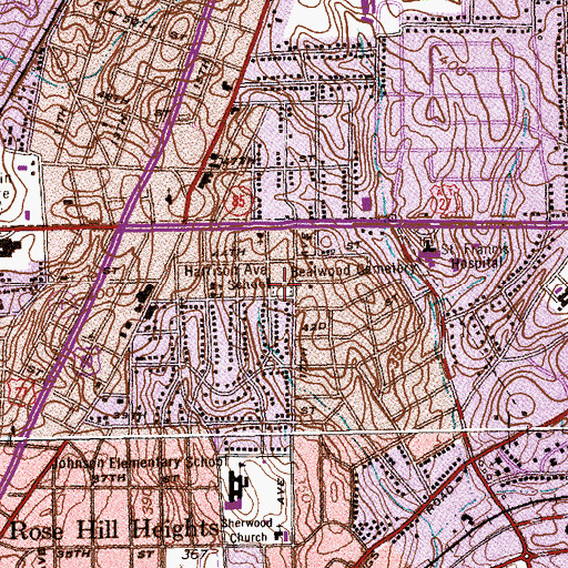 Topographic Map of Bealwood Cemetery, GA