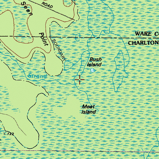 Topographic Map of Bear Belly Strand, GA