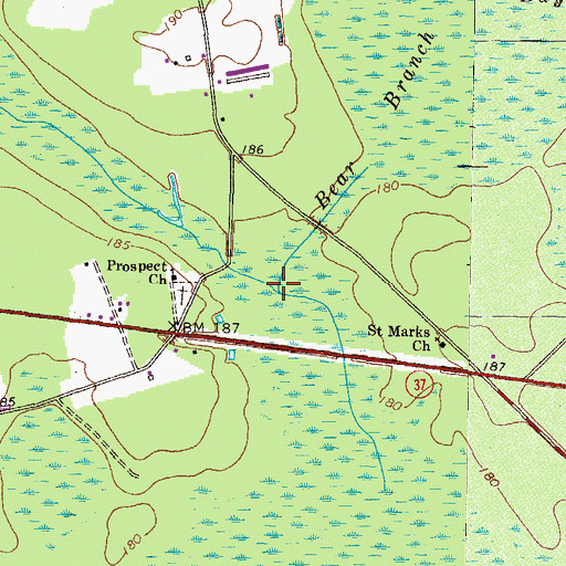 Topographic Map of Bear Branch, GA