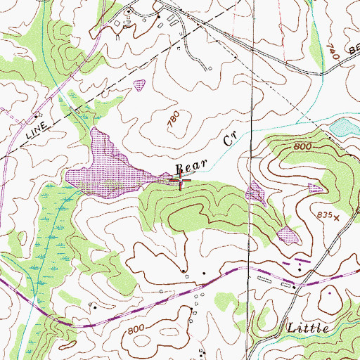 Topographic Map of Bear Creek, GA