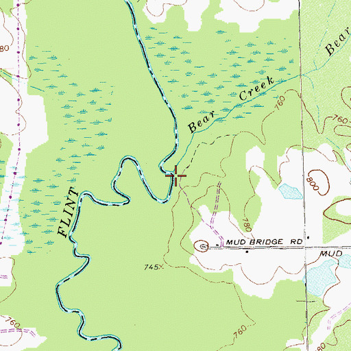 Topographic Map of Bear Creek, GA
