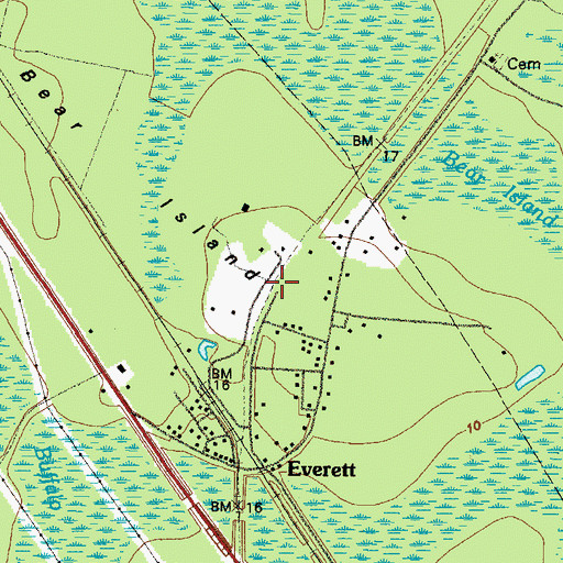 Topographic Map of Bear Island, GA