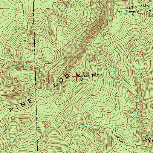 Topographic Map of Bear Mountain, GA