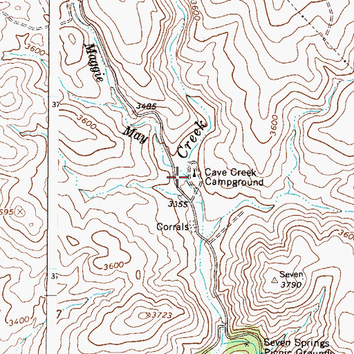 Topographic Map of Little Lo Spring Canyon, AZ