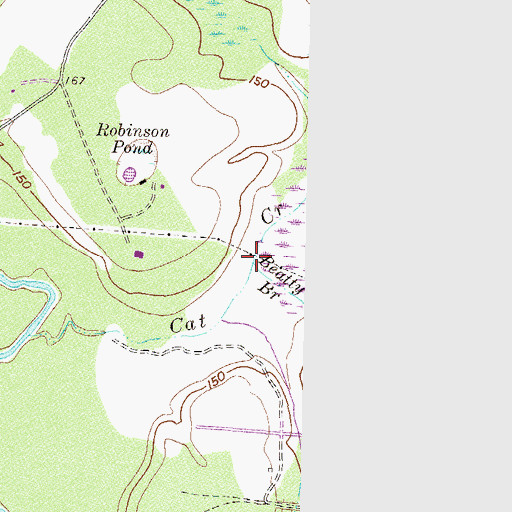 Topographic Map of Beatty Branch, GA