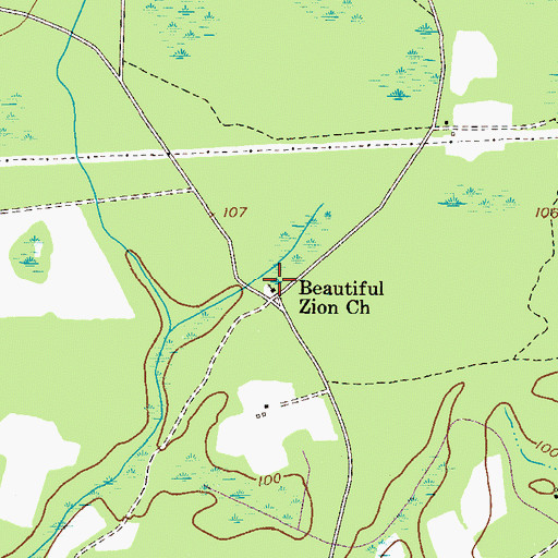 Topographic Map of Beautiful Zion Church, GA