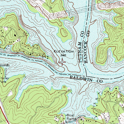 Topographic Map of Beaverdam Creek, GA
