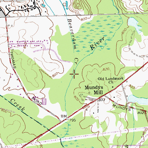 Topographic Map of Beaverdam Creek, GA