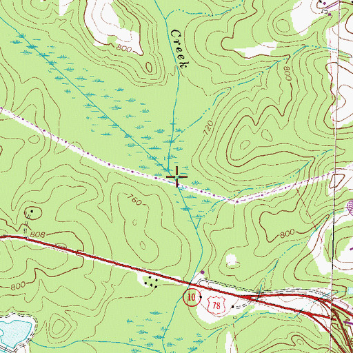 Topographic Map of Beaverdam Creek, GA