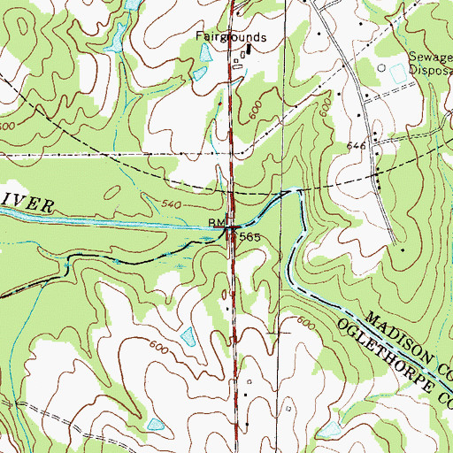 Topographic Map of Beaverdam Creek, GA
