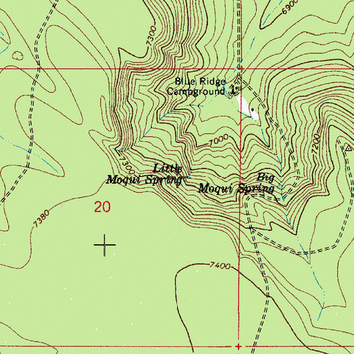 Topographic Map of Little Moqui Spring, AZ
