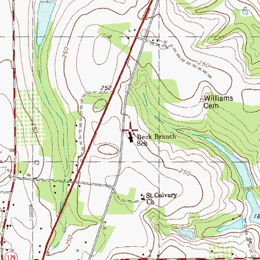 Topographic Map of Beck Branch School, GA