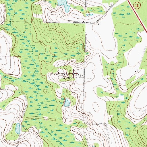 Topographic Map of Beckworth Cemetery, GA