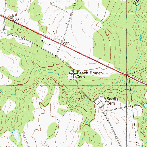 Topographic Map of Beech Branch Cemetery, GA