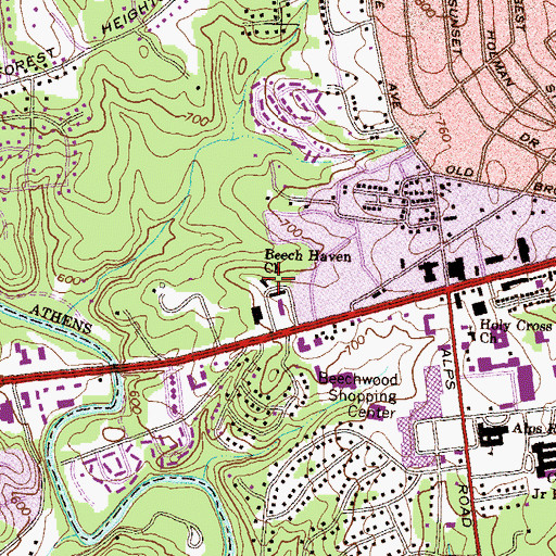 Topographic Map of Beech Haven Church, GA