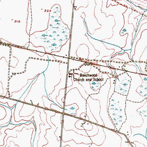 Topographic Map of Beechwood Church, GA