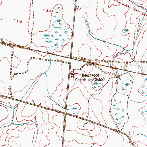 Topographic Map of Beechwood School, GA