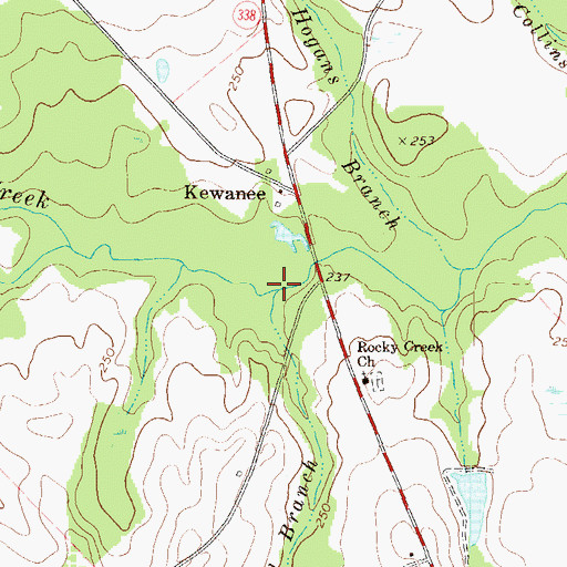 Topographic Map of Bell Branch, GA