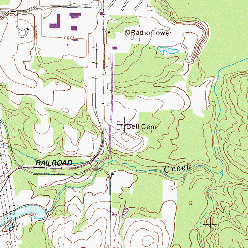 Topographic Map of Bell Cemetery, GA