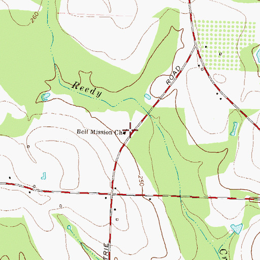 Topographic Map of Bell Mission Church, GA
