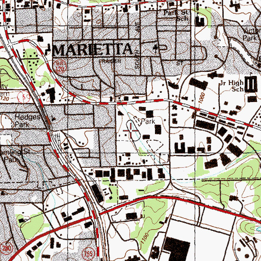 Topographic Map of Bell Park, GA