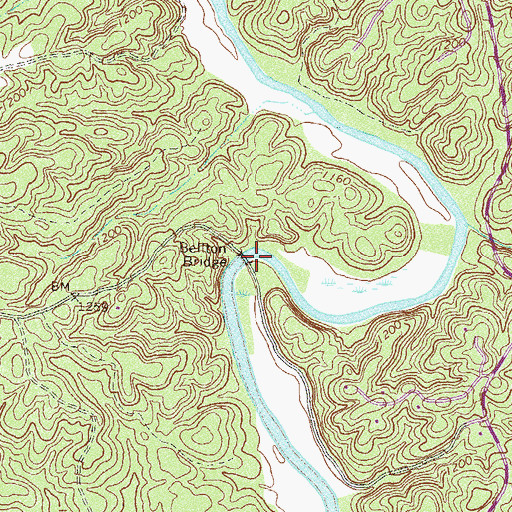 Topographic Map of Bellton Bridge, GA