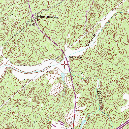Topographic Map of Bellton Creek, GA