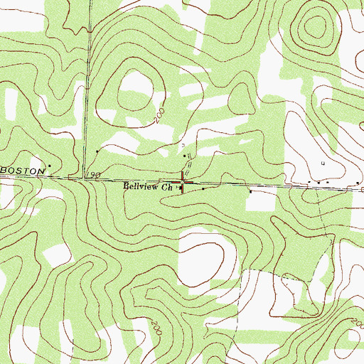 Topographic Map of Bellview Church, GA