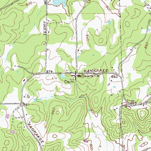 Topographic Map of Bellview African Methodist Episcopal Church, GA