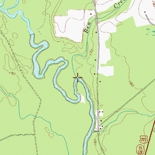 Topographic Map of Ben Creek, GA