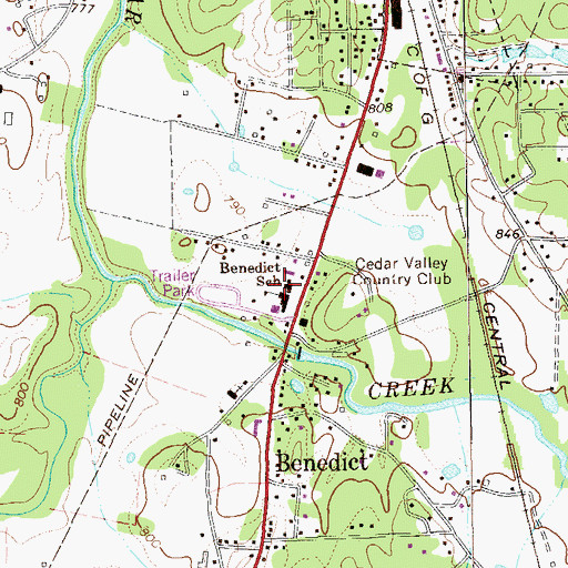 Topographic Map of Benedict School, GA