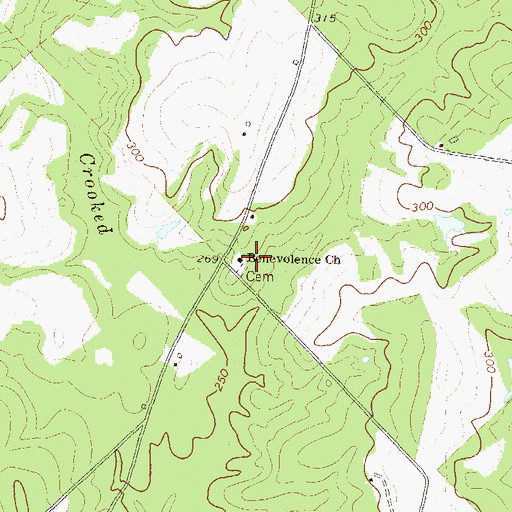 Topographic Map of Benevolence Church, GA