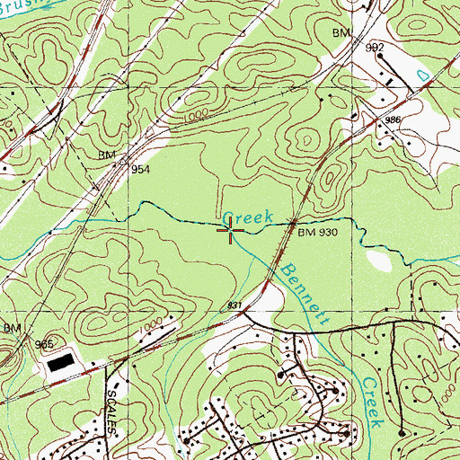 Topographic Map of Bennett Creek, GA