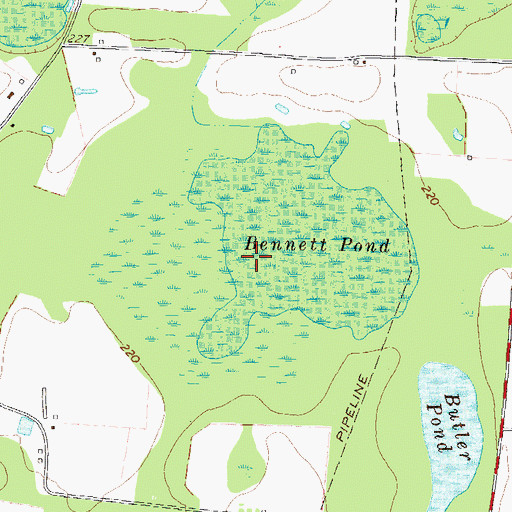 Topographic Map of Bennett Pond, GA