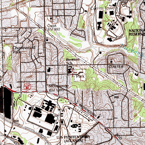 Topographic Map of Frederick Wilson Benteen Elementary School, GA