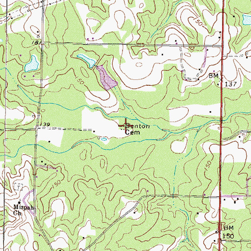 Topographic Map of Benton Cemetery, GA