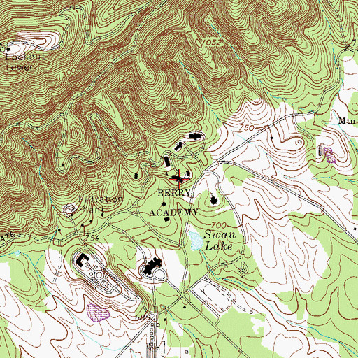 Topographic Map of Berry Academy, GA