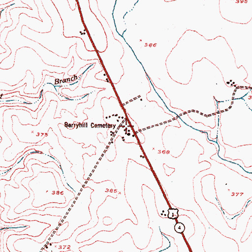 Topographic Map of Berryhill Cemetery, GA