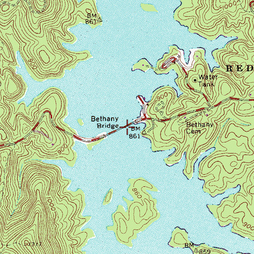 Topographic Map of Bethany Bridge, GA