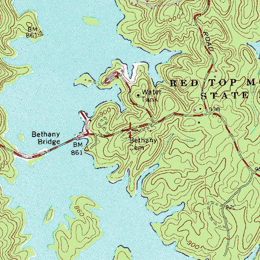 Topographic Map of Bethany Baptist Church Cemetery, GA