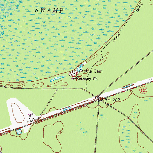 Topographic Map of Bethany Church, GA