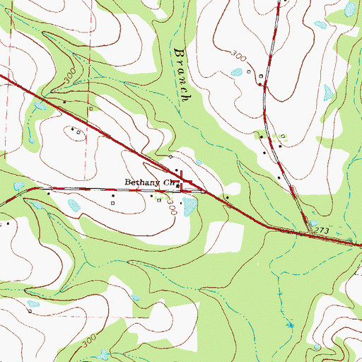 Topographic Map of Bethany Church, GA