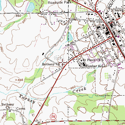 Topographic Map of Bethany Church, GA