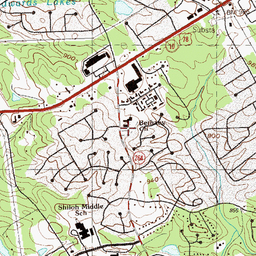 Topographic Map of Bethany Church, GA