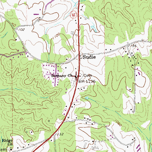 Topographic Map of Bethany Church, GA