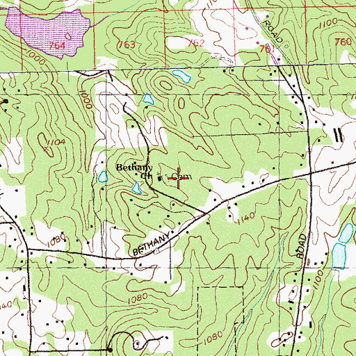 Topographic Map of Bethany Church, GA