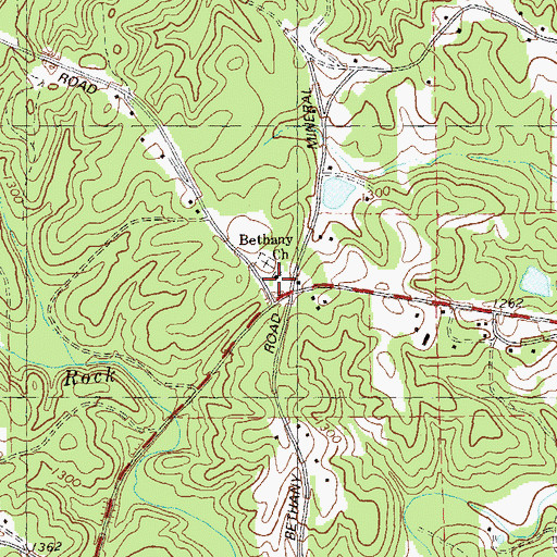 Topographic Map of Bethany Church, GA