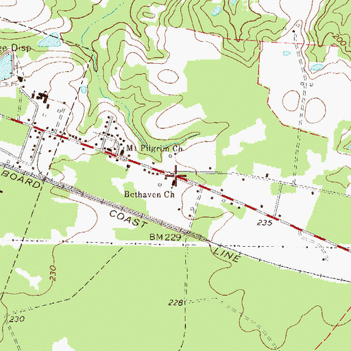 Topographic Map of Bethaven Church, GA