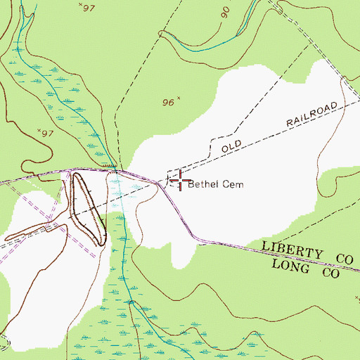 Topographic Map of Bethel Cemetery, GA